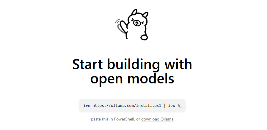 Ollama local AI server homepage for running open source language models privately