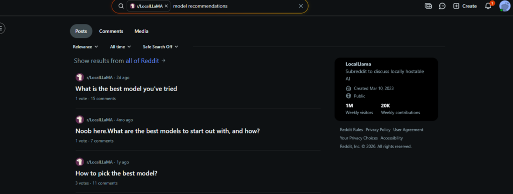 r/LocalLLaMA Reddit community for local AI model recommendations and benchmarks